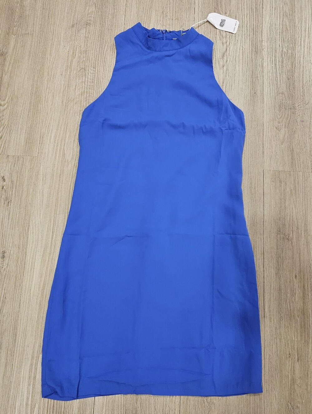 NWT Naked Zebra Cobalt Royal Blue Mock Neck Racerback Shift Mini Dress in S & M